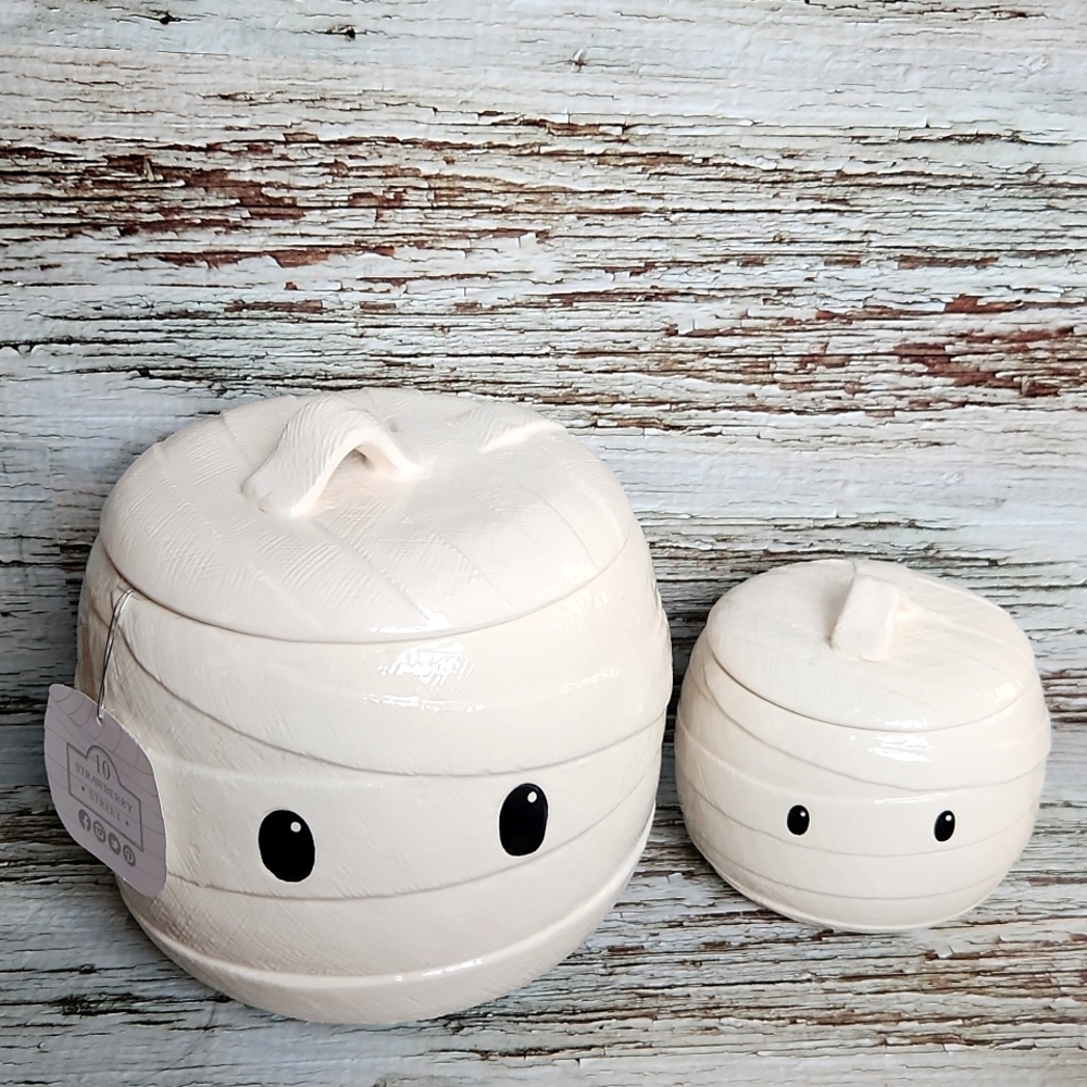 Ceramic Mummy Food Storage Containers - Cream